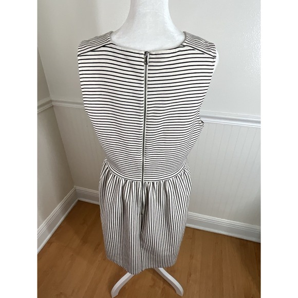 Loft Ivory & Black Striped Dress Knee Length Sleeveless Casual Women Size 12 - Picture 4 of 9